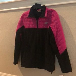New Balance Black Fleece Jacket Coat with hot pink